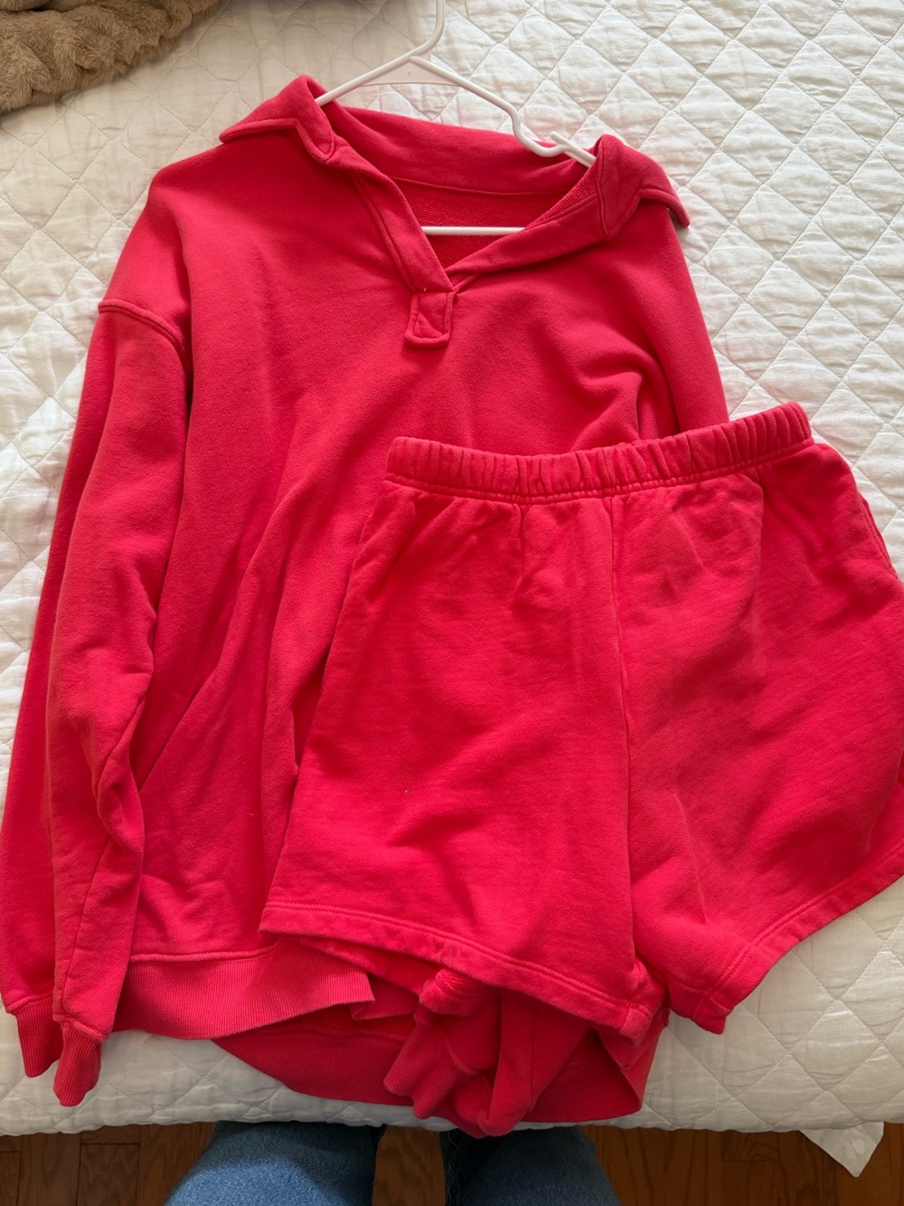 Daily Drills Pink Collared Sweatshirt & Shorts Set